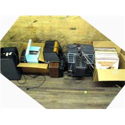 IN CONTAINER Lot of : 2 TVs, Boombox, Cassettes and Records