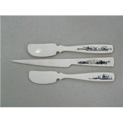 Lot of 3 Scrimshawed Letter Openers