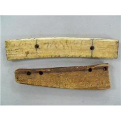 Lot of 2 Ancient Fossilized Ivory Sled Runners, One is 8 1/2" long and other is 7 1/2" long