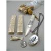 Image 1 : Group of 2 Ivory Totem Poles, 1 Ivory Seal by Mike Pullock, 1 Scrimshawed Ivory Block Pendant w/ Wha