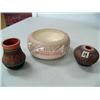 Image 1 : Lot of:  7" Bowl by Yazzie (has been repaired) 3" Red ,blue & Black pot signed Hakewene, Navaho 2002