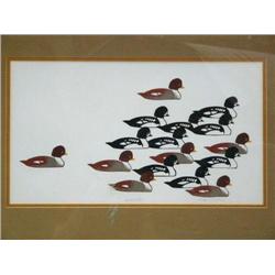 Rie Munoz, very early, very rare, not dated Group Loons and Red Headed Ducks 805/950