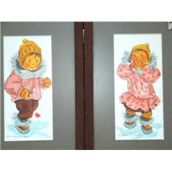 Pair of JoAnne Kickbush Chidren 1967, Image Size 10 3/4" x 5"