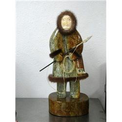 Michael Scott Soapstone Man w/ Fossil Ivory Face 20" tall