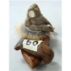 Wood, Bone and Ivory Kayaker, 5 1/2" long