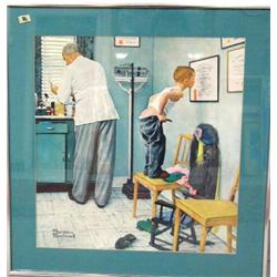 Norman Rockwell Print of little boy getting a shot  (90)