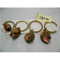 CHOICE of 4 lots of 4 Ivory Bear Head Keychains