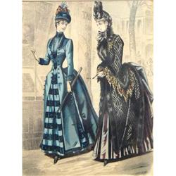 CHOICE of 4 Early Steel Engravings dated 1886, German Hand Colored By Bureaux Berlin