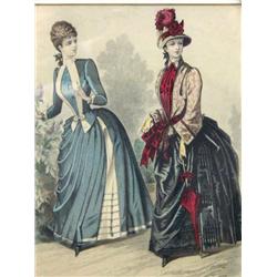 CHOICE of 4 Early Steel Engravings dated 1886, German Hand Colored By Bureaux Berlin