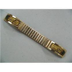 circa 1950 Men's Gold Nugget and Jade Watchband