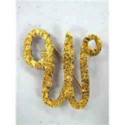 2" Gold Nugget Letter Pin, "W"