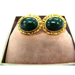 Outstanding pair of men's 1" Gold Nugget and Jade cufflinks