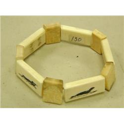 White Ivory and Fossil Ivory Bracelet S shaped by Amner Noyakuk