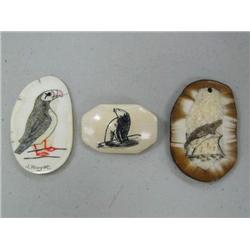 3 Scrimshawd Pendants