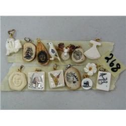 Lot of 14 Scrishawed Pendants