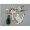 Image 1 : Lot of:  Ivory Cross, Ivory Muskox, Jade Pendant, Pair of Ivory Earringsand Flying Ivory Bird