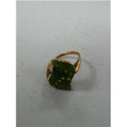 Jade and 14ct. Gold Ring, Alaska State Flag