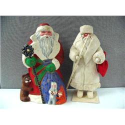 Pair of paper mache Russian Santas, 21" tall