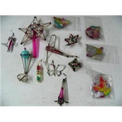 Lot of 3 - beaded wood doll with fur, 2 enamel on brass/silver ladies powder boxes, lot of paper Chr