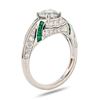 Image 3 : 1.14 ctw Diamond and 0.46 ctw Emerald Platinum Ring (1.77 ctw Diamonds)