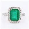 Image 1 : 3.91 ctw Emerald and 0.60 ctw Diamond Platinum Ring (GIA CERTIFIED)