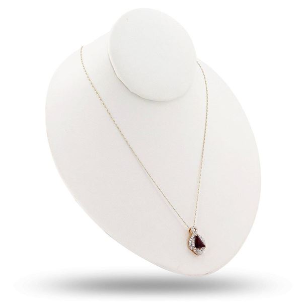 2.25 ctw Rubellite Tourmaline and 0.69 ctw Diamond 14K Yellow Gold Pendant/Neckl