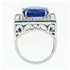 Image 7 : Estate Platinum 12.53 ctw GIA Tanzanite Emerald & Diamond Cocktail Statement Rin