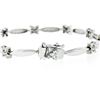 Image 5 : 18K White Gold 7" 1.50 ctw Floral Diamond Cluster & Marquise Bar Link Bracelet