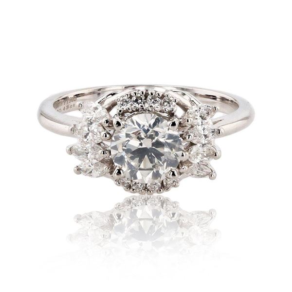 1.00 ctw SI2 CLARITY CENTER Diamond Platinum Ring (1.43 ctw Diamonds) GIA CERTIF