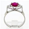 Image 8 : Vintage 18K White Gold Old Cut Red Stone Solitaire & 0.22 ctw Diamond 3 Stone Ri