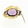 Image 4 : Antique Art Nouveau 14k Gold 13.13 ctw Oval Amethyst Detailed Dragon Frame Brooc