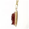 Image 4 : Antique 14K Gold Carved Carnelian Cameo Hand Engraved Frame Pendant 20" Necklace