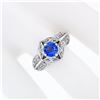 Image 3 : 18k White Gold Brilliant Tanzanite Solitaire w/ Diamond Halo Star Flower Ring