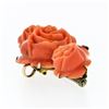 Image 5 : Antique Victorian 14k Yellow Gold GIA Rose Carved Natural Coral Bar Pin Pendant