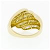 Image 7 : 14k Yellow Gold 1.15 ctw 5 Channel Baguette Diamond Wide Tiered Swirl Band Ring