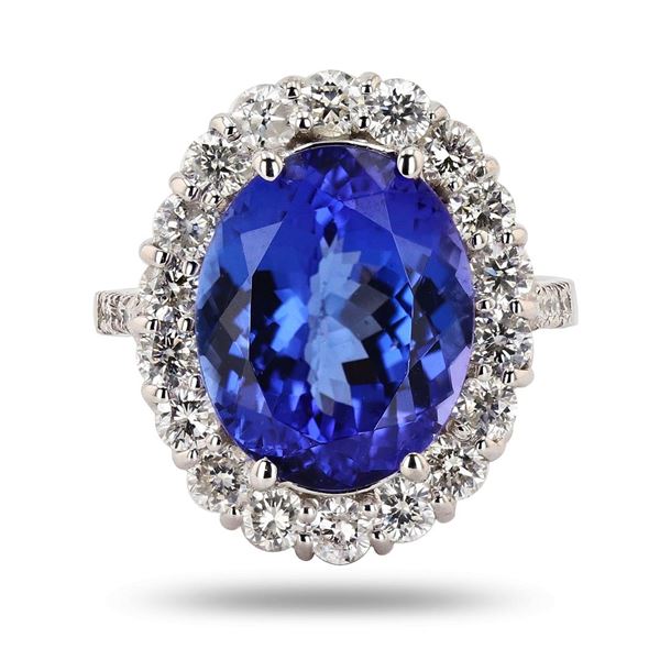 5.89 ctw Tanzanite and 1.19 ctw Diamond 14K White Gold Ring