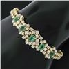 Image 8 : Vintage 18k Gold 7.68 ctw VERY FINE Oval Emerald & Round Diamond Chain Bracelet