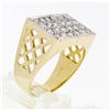 Image 9 : FIERY Men's 14K Gold 1.44 ctw Round Brilliant Pave Diamond Open Platter Ring