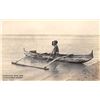 Image 1 : Baker Real Photo Hawaiian Man & Outrigger Canoe Postcard