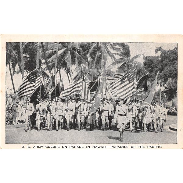 US Army Colors on Parade In Hawaii Vintage Postcard