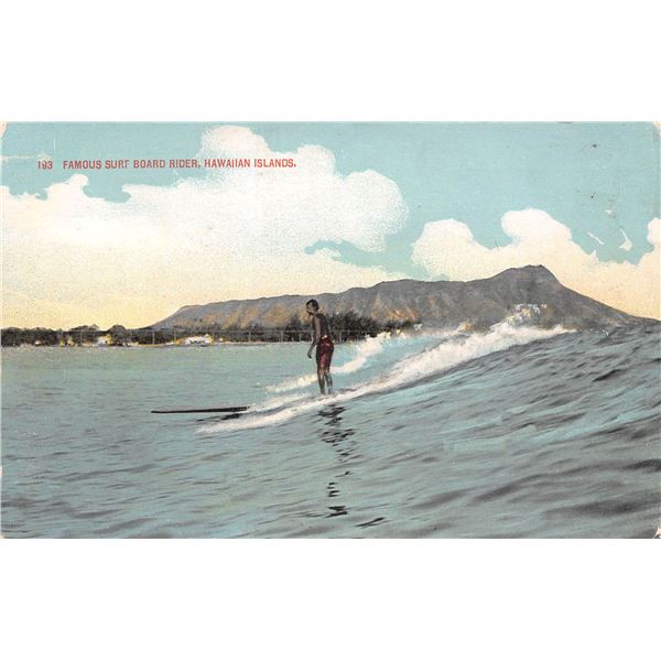 Famous Surf Board Rider, Hawaiian Islands Private Mailing Postcard