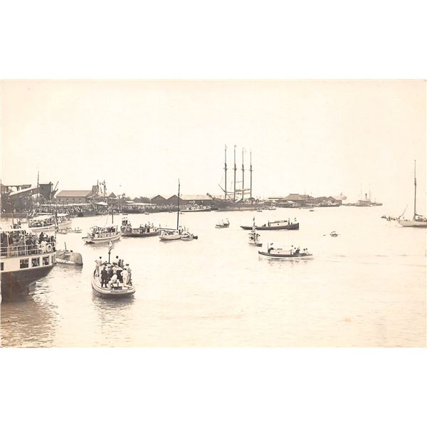 Real Photo Harbor Scene Pier Two Hawaii Postcard