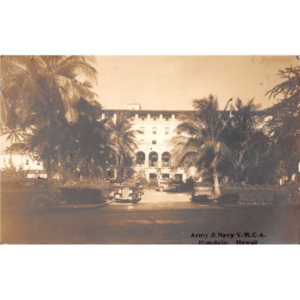 Army & Navy YMCA Honolulu, Hawaii Real Photo Postcard