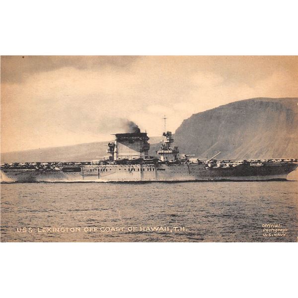 USS Lexington off Coast of Hawaii, T.H. Postcard