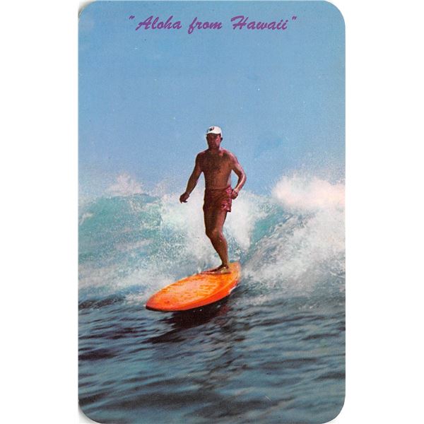 "Aloha from Hawaii" Man Surfing Postcard