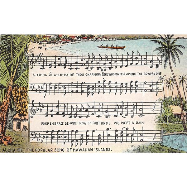 Aloha of the Popular Song of Hawaiian Islands Postcard