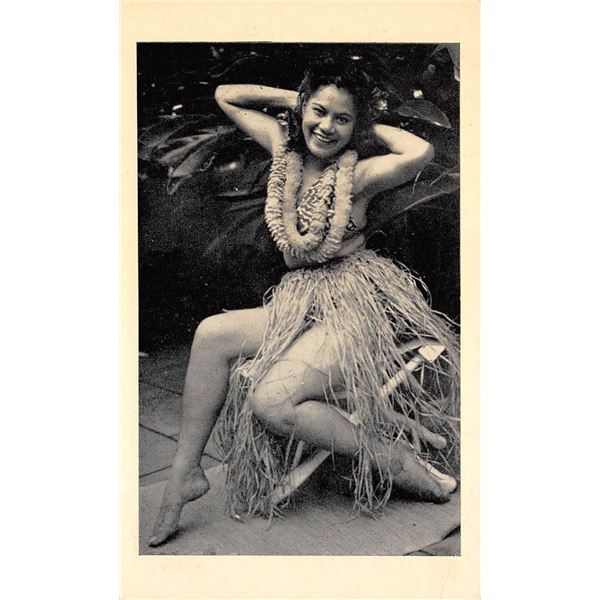 Hawaiian Hula Girl Black & White Postcard