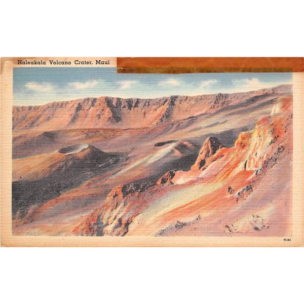 Haleakala Volcano Crater, Maui Linen Postcard