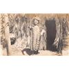Image 1 : Local Hawaiian Woman in Dress & Grass Hut Photo Postcard