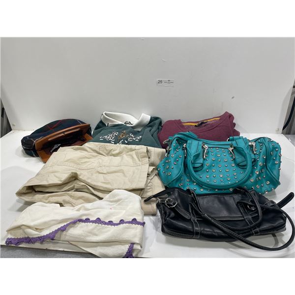 Assortment Of Clothing And Purses